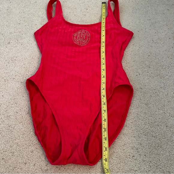 80-90s Vintage Ann Cole Collection 8 Red Low Back One Piece Swimsuit - Picture 9 of 14